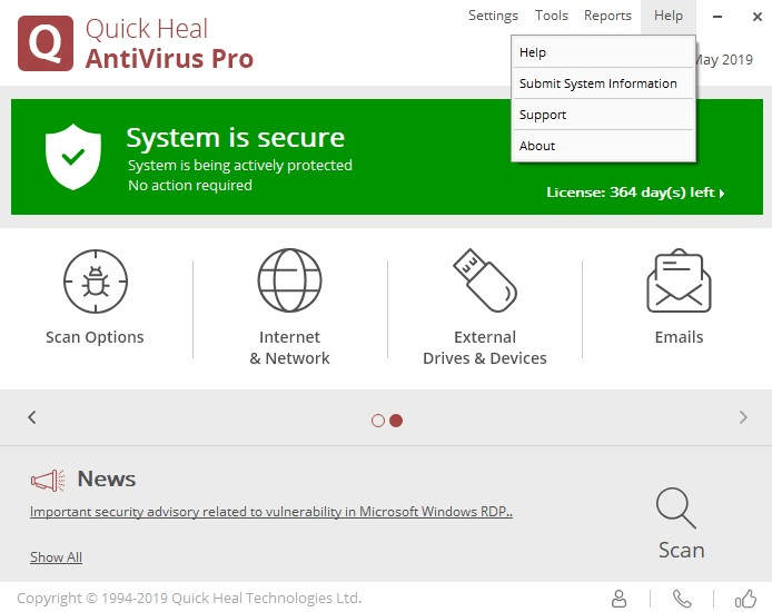 Quick Heal Total Security 24.10 Crack Con Product Key Free 2024 (SS Image)